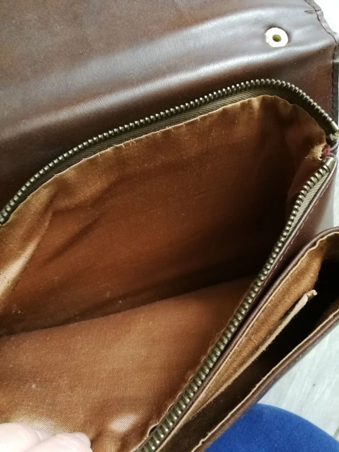 Sac à main vintage en cuir marron beige - photo numéro 4