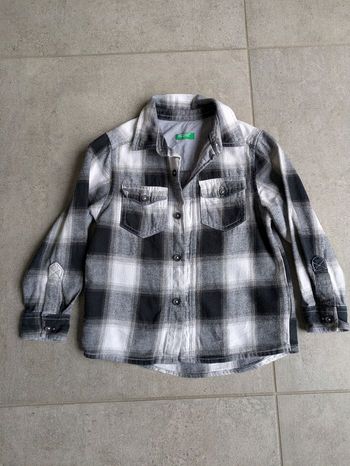Chemise carreaux noir blanc Benetton 3-4ans