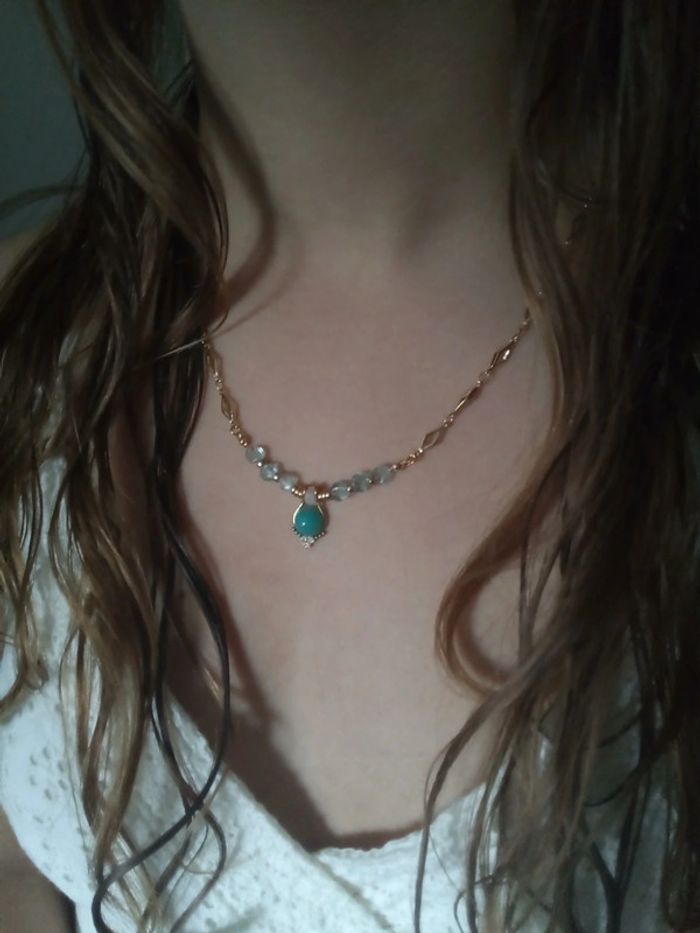 Parure collier et boucles d'oreilles en pierres semi précieuses - photo numéro 7