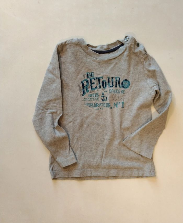 tee shirt manches longues gris Jean Bourget garcon 4 ans