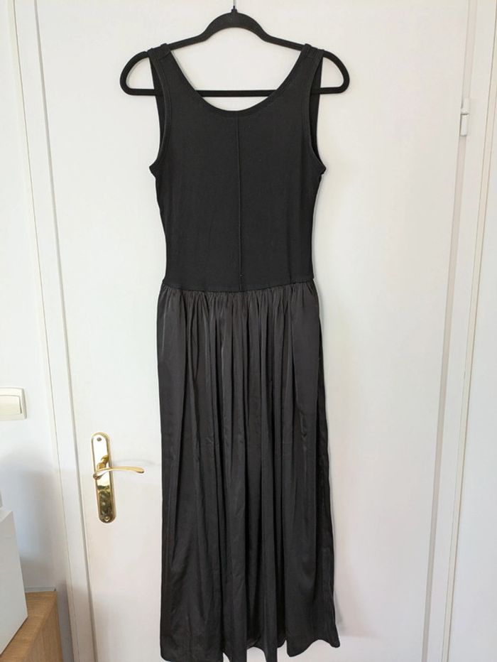 Robe longue bimatière dos décolleté