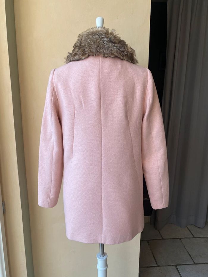 Manteau caban rose col fourrure Kiabi 38 - photo numéro 4