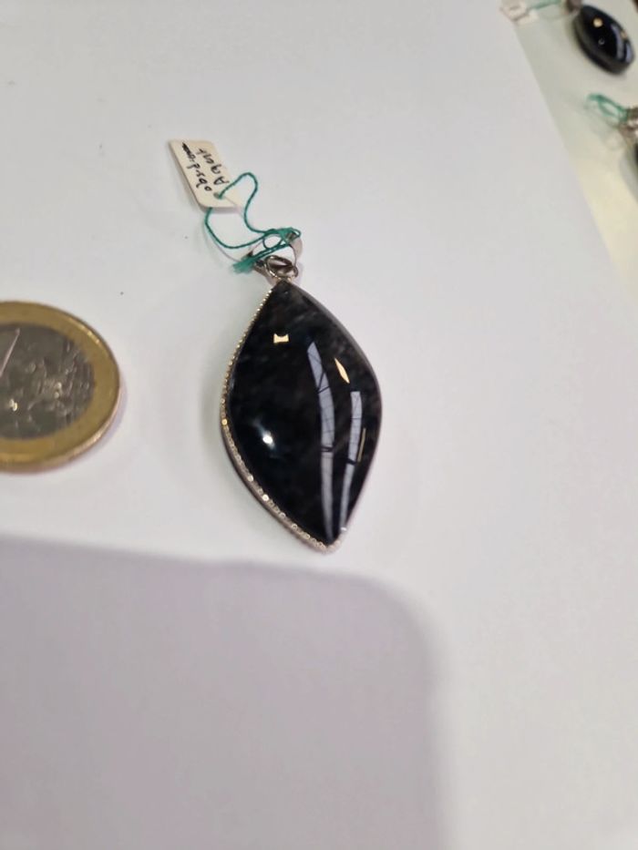 Pendentif obsidienne argentée Mexique - photo numéro 2
