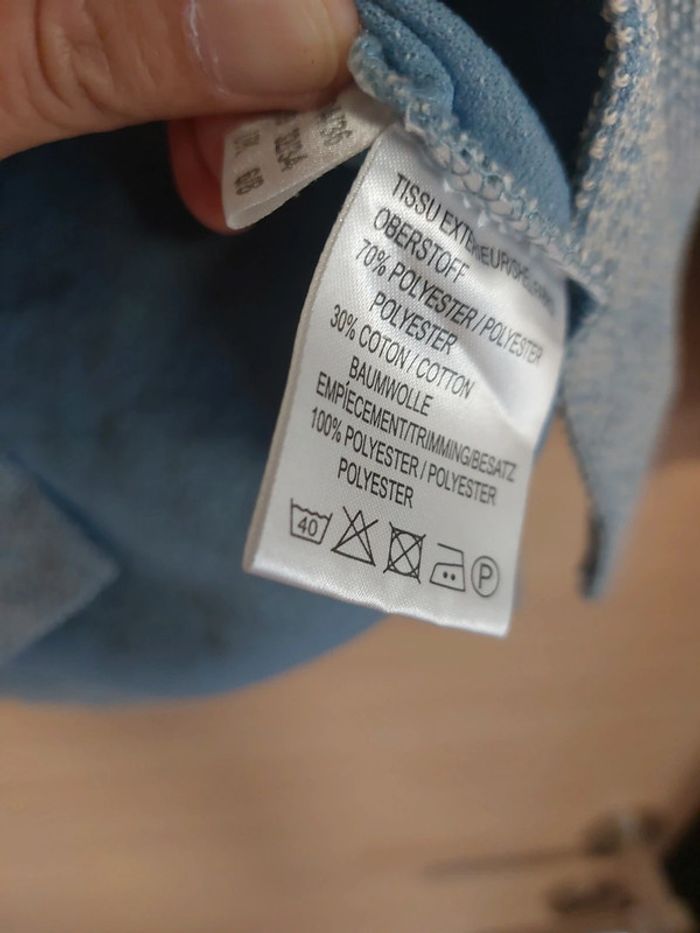 Haut bleu vintage col blanc - photo numéro 4
