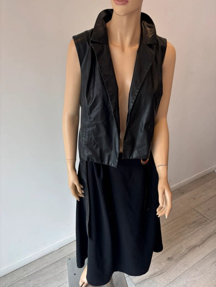 Robe combinaison avec haut en cuir et jupe longue Zara - photo numéro 11