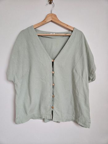 Chemisier lin vert de gris Gémo T.46/48