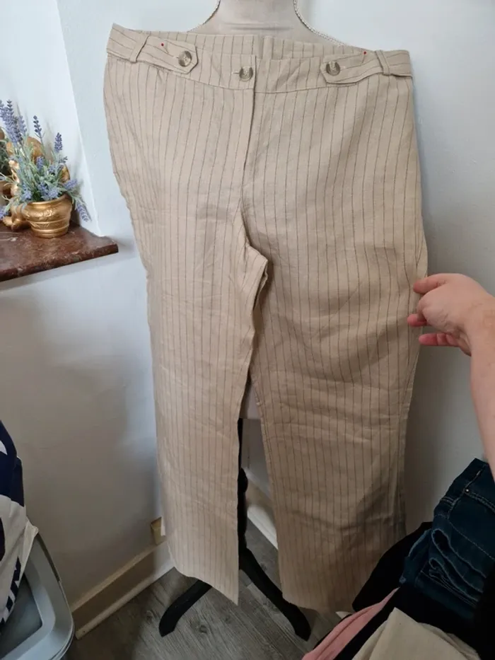 Pantalon à rayures en lin nafnaf