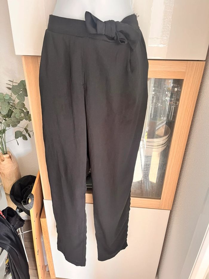 Pantalon fluide noir avec noeud taille m - photo numéro 2