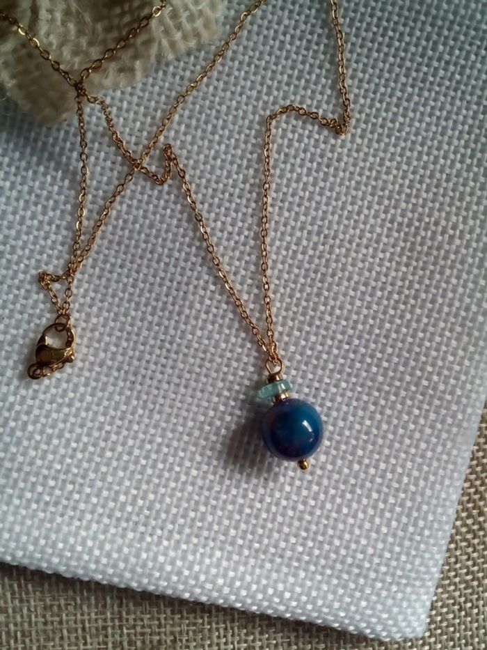 Collier pierres de sugilite et apatite naturelles - photo numéro 3