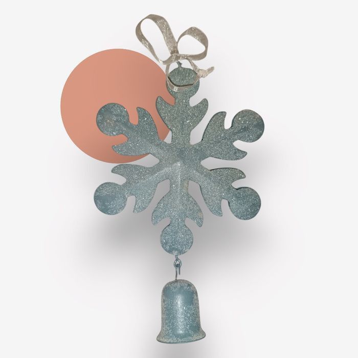 Décoration flocon pailleté bleu avec clochette