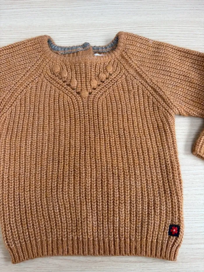 Pull irlandais camel Cadet Rousselle taille 36 mois - photo numéro 2