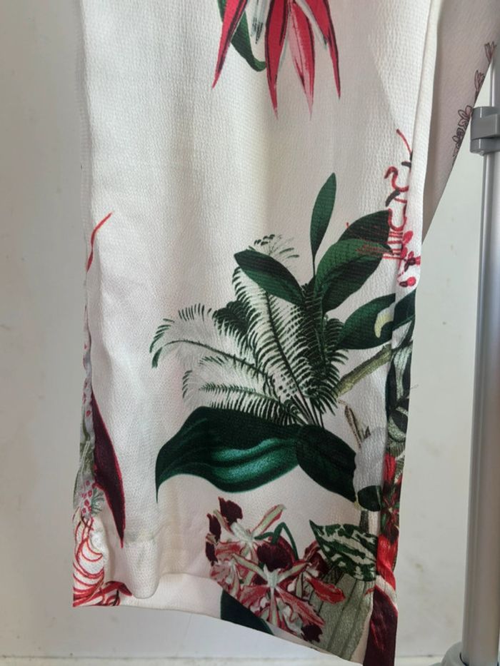 Pantalon léger H&M en polyester fleuri blanc taille L/40 - photo numéro 4