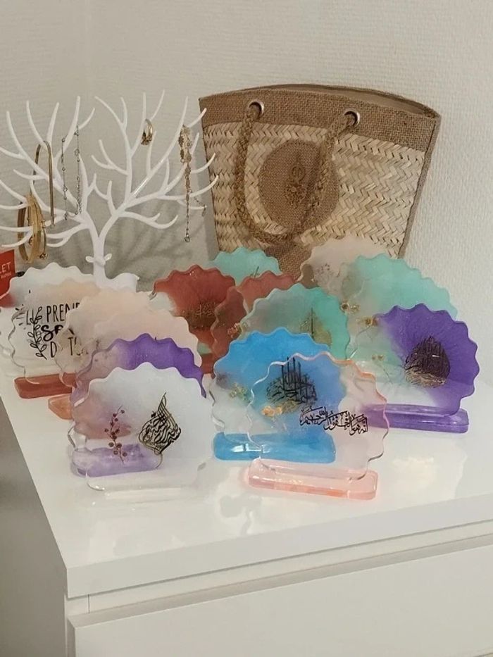 idée cadeau ornement bureau coiffeuse couvre tasse en résine abr015 - photo numéro 5