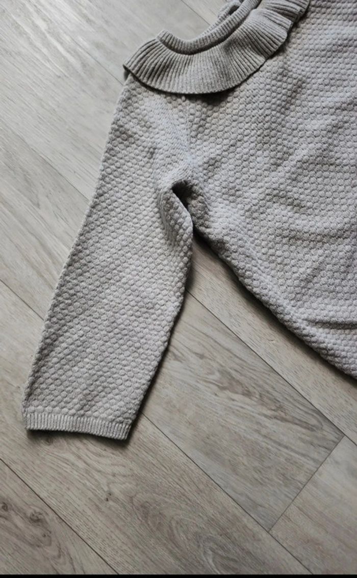 Pull gaufré col Claudine beige 92cm - photo numéro 5