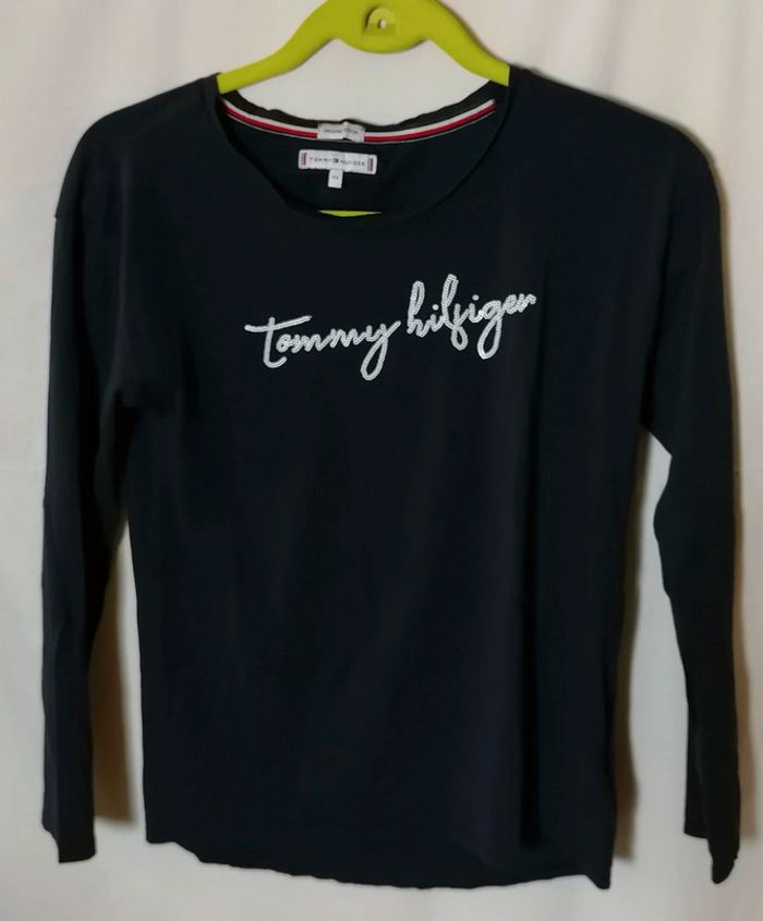 Tee-shirt manches longues bleu marine sequins taille 16 ans Tommy Hilfiger - photo numéro 8