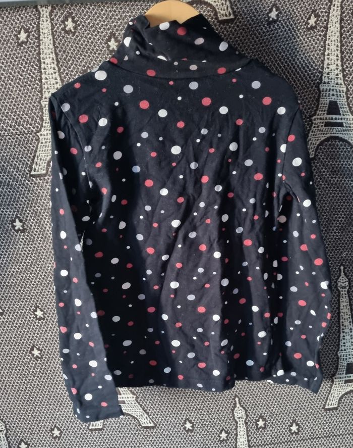 T-shirt col roulée manches longues à pois 10ans - photo numéro 3