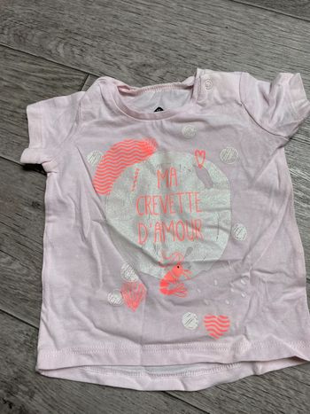 Tshirt rose paillettes corail Z grain de blé 3 mois