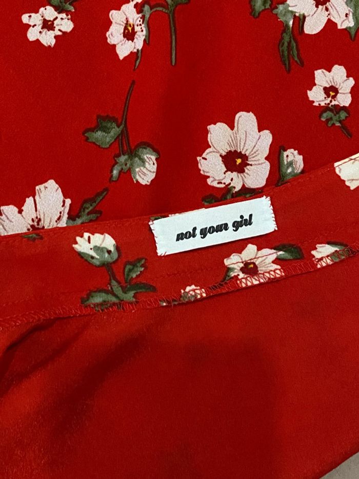 Jupe portefeuille rouge fleurie not your girl - photo numéro 6