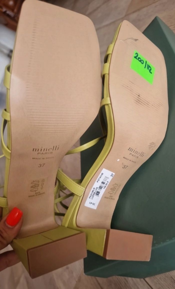 Spartiates cuir à talon pistache Minelli - photo numéro 8