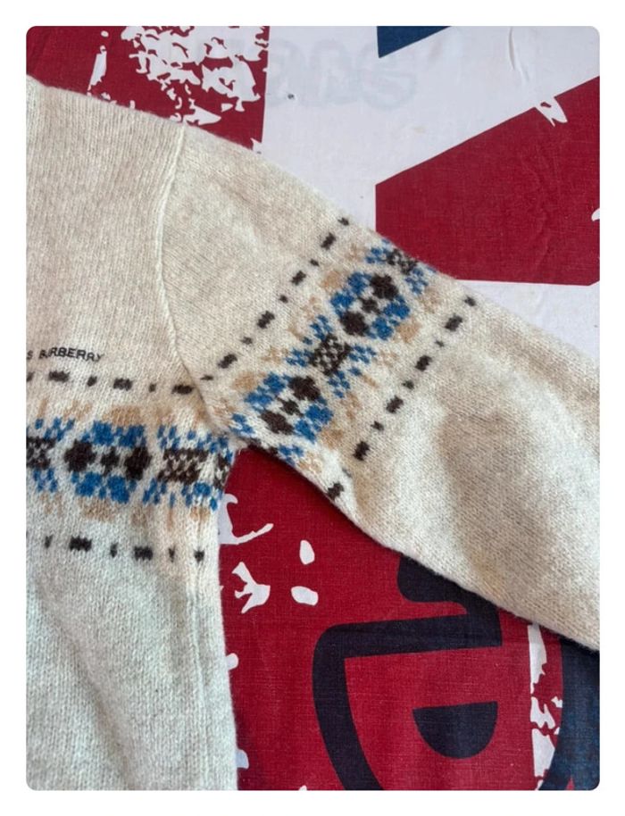 Pull Thomas Burberry xs beige motif brodé - photo numéro 7