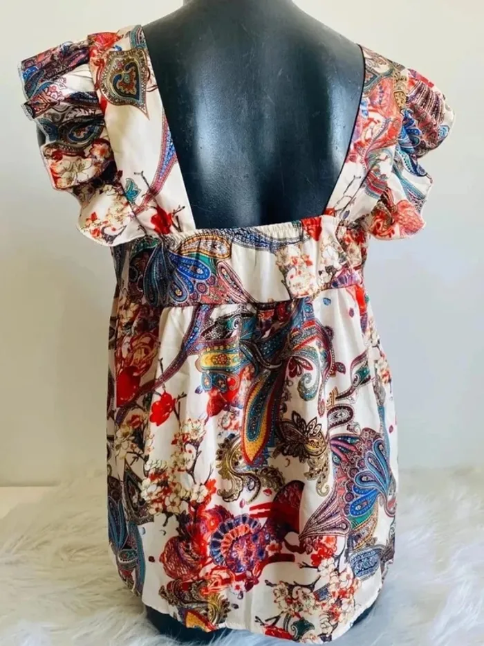 Blouse top type péplum femme taille 36/38 effet satiné - photo numéro 2
