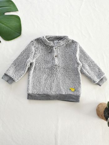 Pull gris tout doux effet peluche 12 Mois