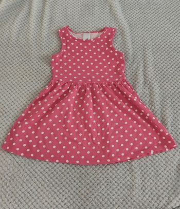 Jolie Robe Rose Fushia à Pois Blancs Sans Manches - 104 cm 4 ans