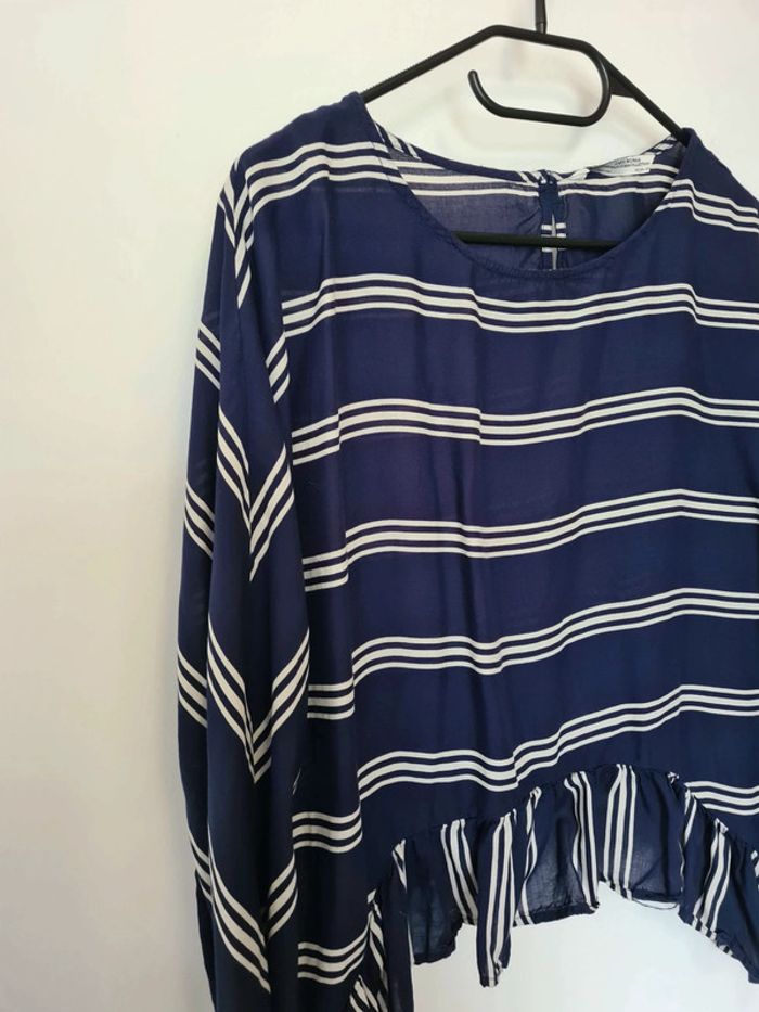 haut marinière zara ample rayé taille 40 - photo numéro 2