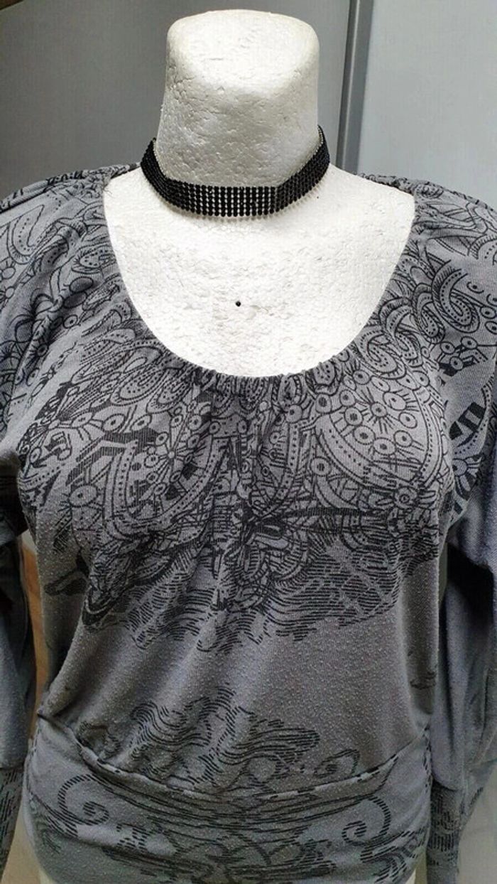 Beau T-shirt/pull gris manches chauve souris Stella T: 40 - photo numéro 2