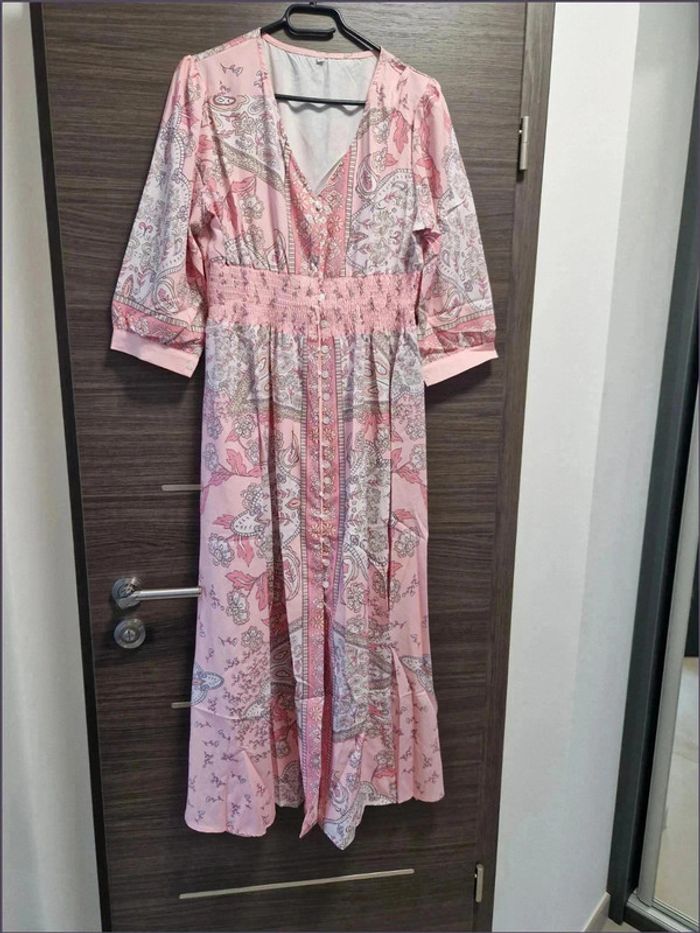 Robe rose pâle à motif - Taille XL - Aumora - photo numéro 7