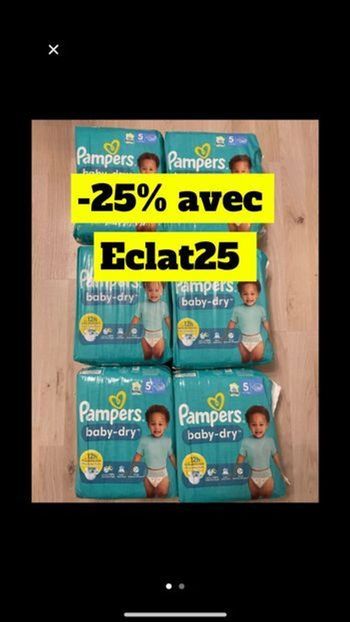 Six paquets de couches Pampers taille 5