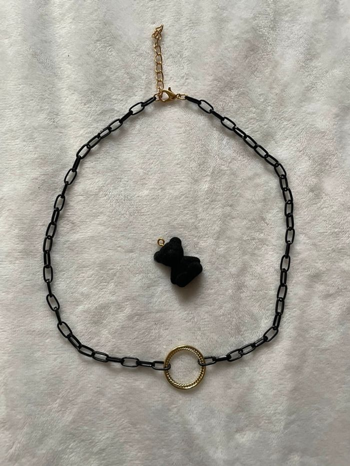 Collier en maille avec anneau et ourson