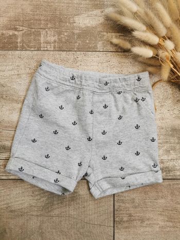 🌺Très joli short molletonné gris encre marine 3mois