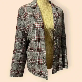 Veste blazer vintage - rouge / gris - rétro