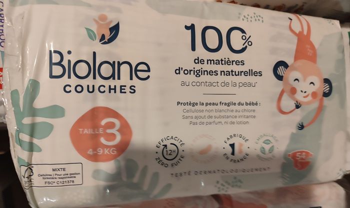Couches neuves Biolane Taille 3 paquet de 54 couches
