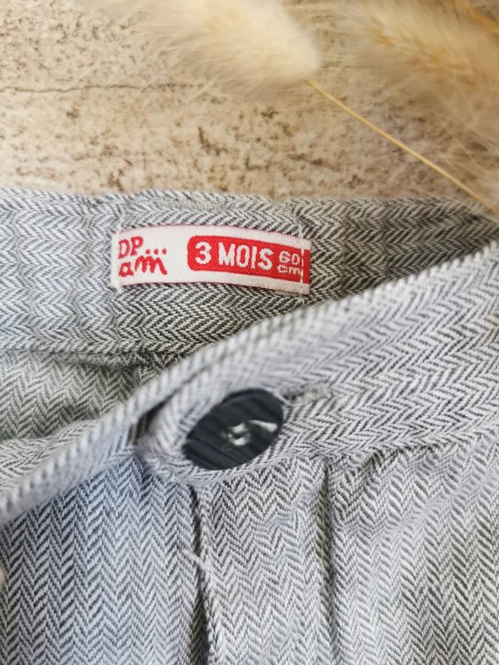 🌺DPAM Très joli short lin et coton gris 3mois - photo numéro 3