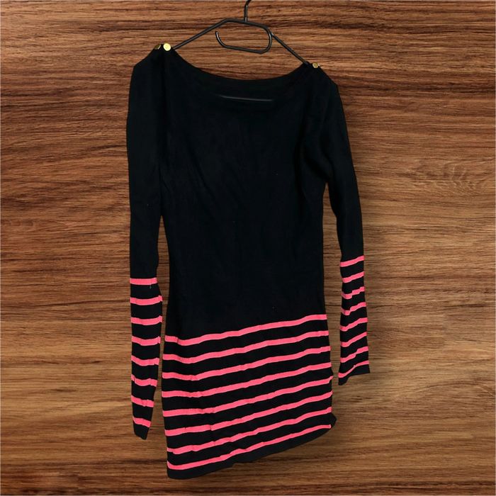 Haut manches longues rayé noir/rose