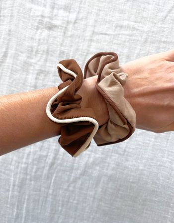 🌟 Lot 2 elastiques cheveux marron et beig