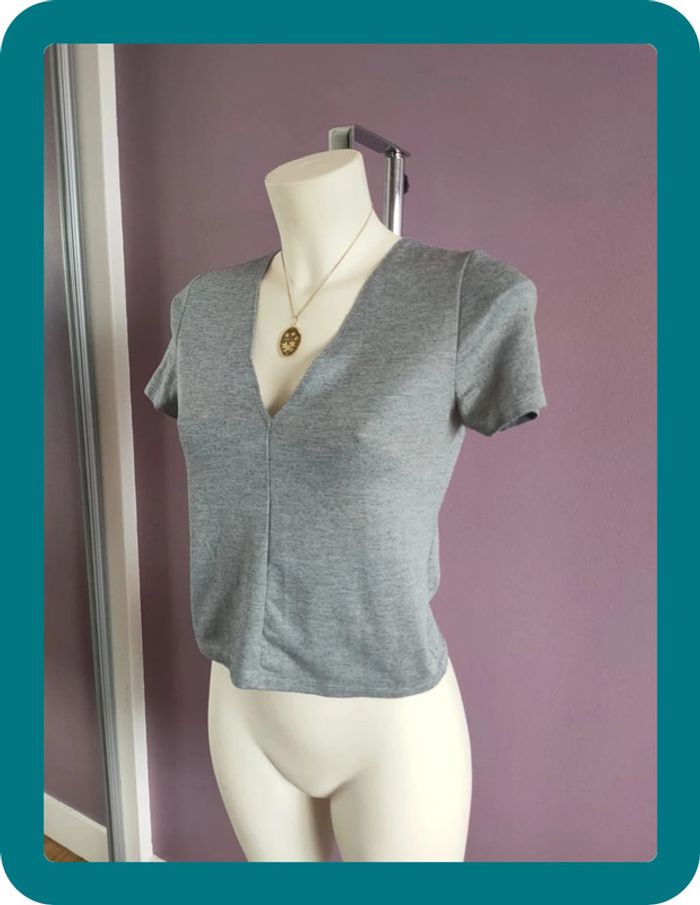 Tee shirt gris Zara - photo numéro 2