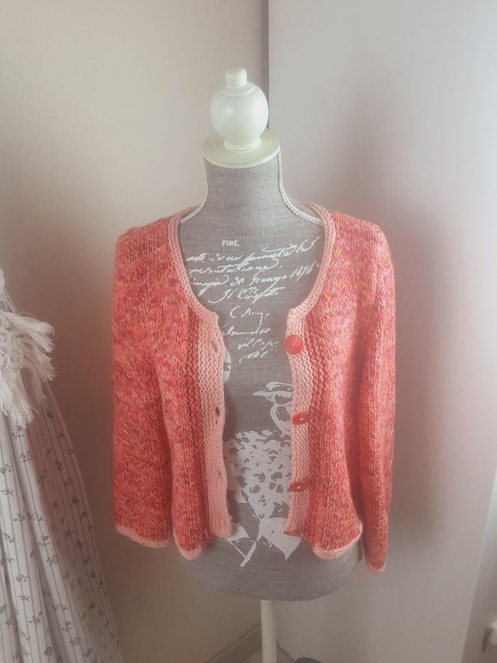 Gilet Chiné corail orangé T 8/ 10 anss - photo numéro 2
