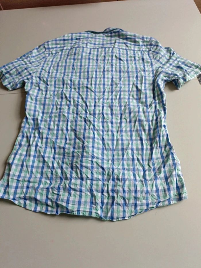 Chemise manche courte rayé bleu et vert brice taille L coupe ajustée - photo numéro 8