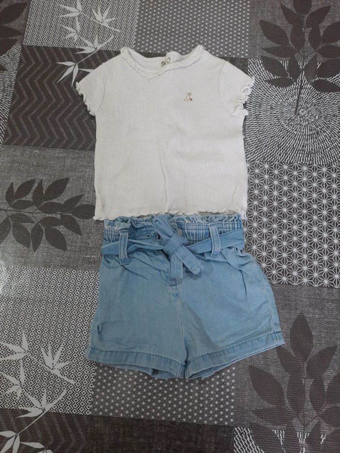 Ensemble tee shirt et short 3 mois fille