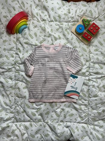 robe manches longues gris et rose brioche 3 mois