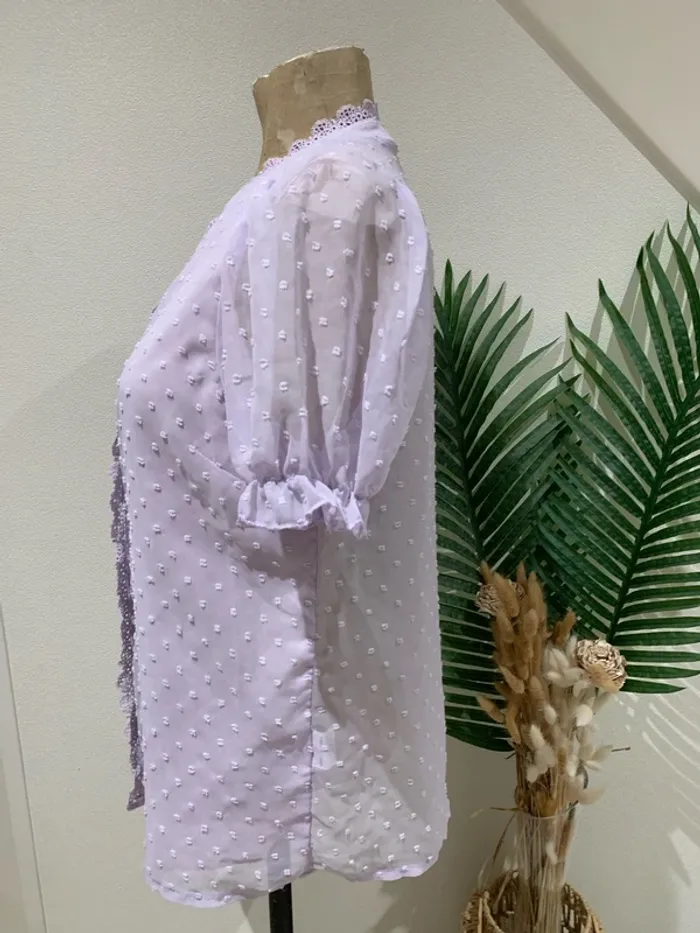 Jolie chemise manches courtes doublée broderie devant femme - photo numéro 3