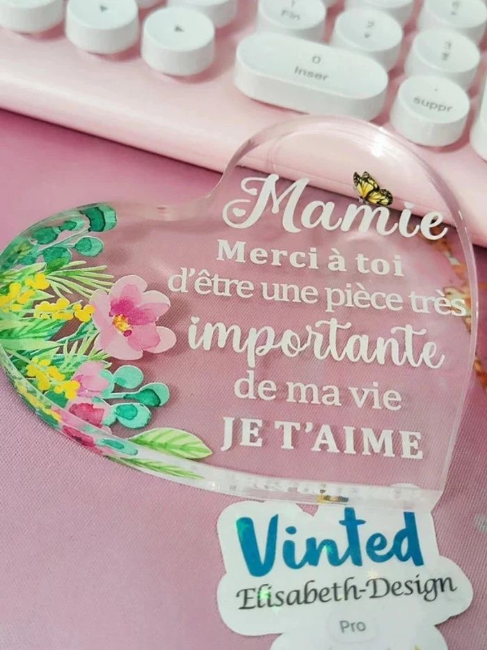 Plaque cœur " Mamie " - photo numéro 3