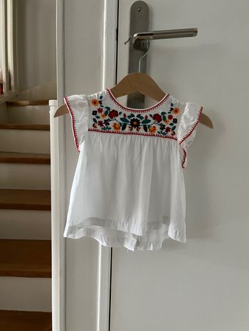 Haut blanc avec broderies - Vertbaudet - 12 mois