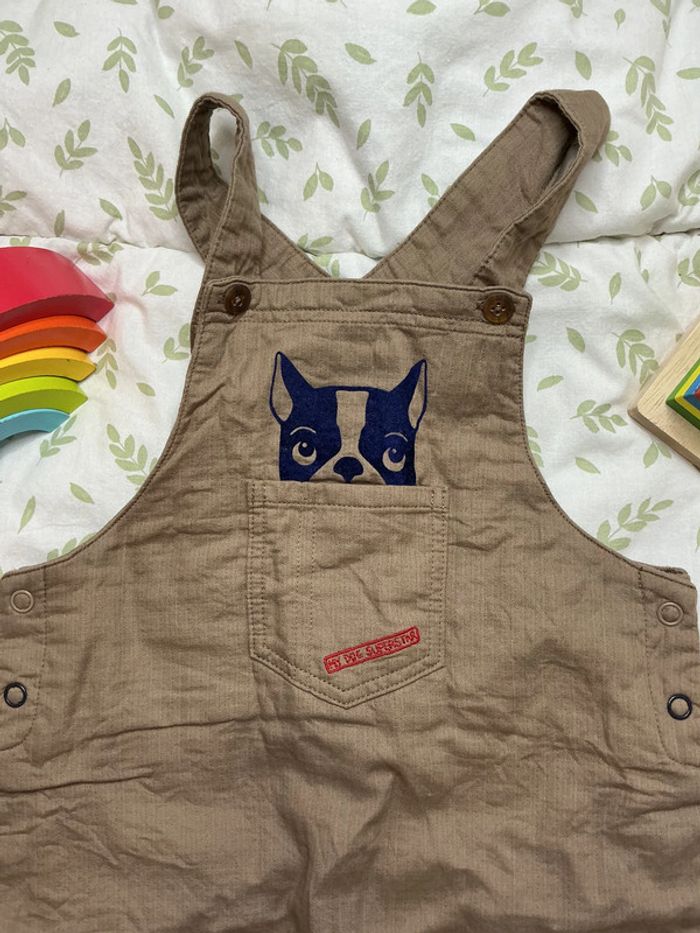 salopette doublée beige pressions entre les jambes 36 mois orchestra - photo numéro 2