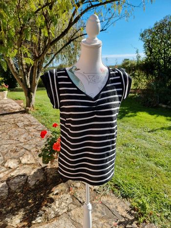 Jacqueline Riu haut fines mailles noir et blanc * taille 4 *