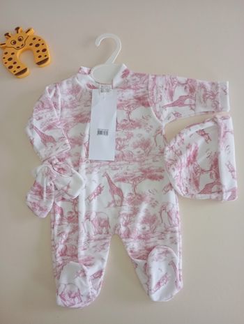 Ensemble bébé naissance pyjama savane rose 