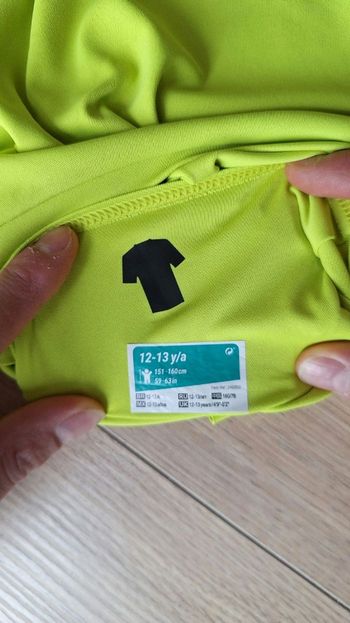 Tee-shirt anti UV UPF 50+ taille 12 ans jaune/vert 